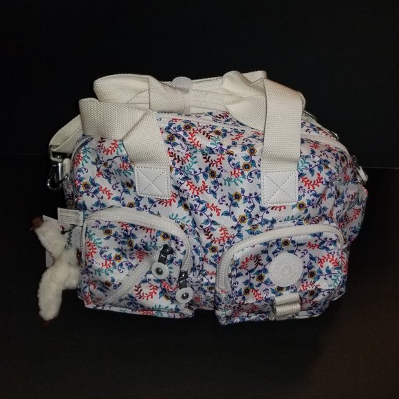 Kipling Defea satchel purse tote shoulder bag "Palm Spring Night White" … - Picture 7 of 9